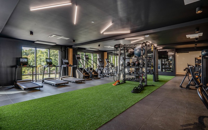 a gym with exercise equipment
