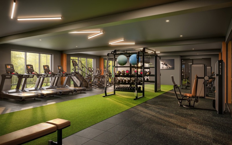 a gym with exercise equipment